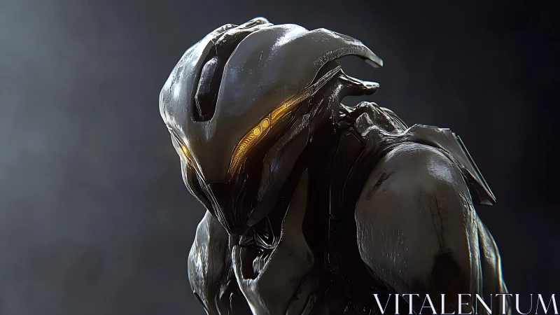 Biomechanical alien warrior rendered in cinematic 3D lighting