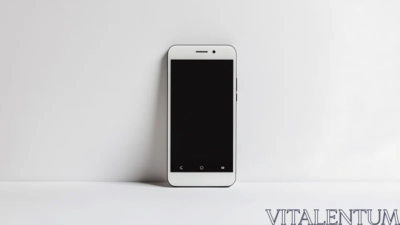 White Smartphone on Gray Surface with Black Screen Display