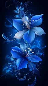 Bioluminescent Floral Composition with Crystalline Petal Structures.