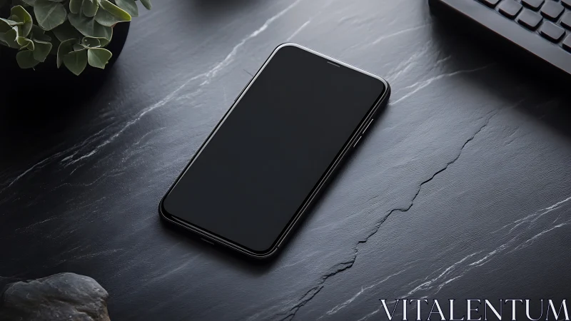 Midnight Device Rests Against Sculptural Stone Canvas