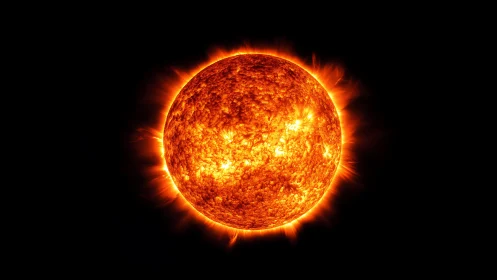 Radiant solar sphere glowing against the silent cosmos.