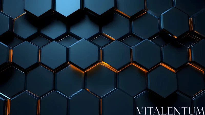 Futuristic Hexagonal Pattern with Blue and Orange Lighting Effects.