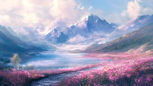 Mountain lake landscape shows layered depth and soft lighting