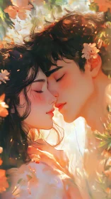 Digital Portrait: Intimate Profile with Chromatic Floral Saturation.