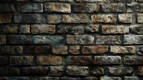 Weathered brick wall in moody directional lighting.