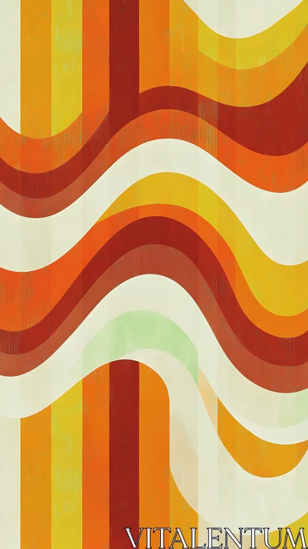 Retro wavy orange and yellow stripes on light background.