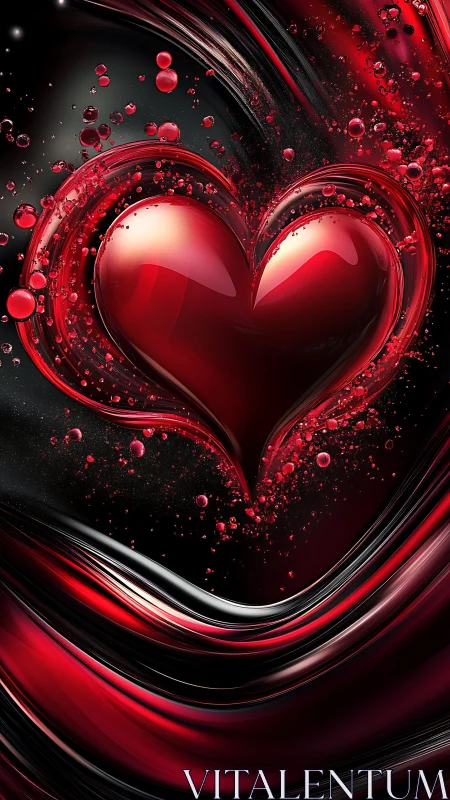 Luminous Red Heart Suspended in Digital Space