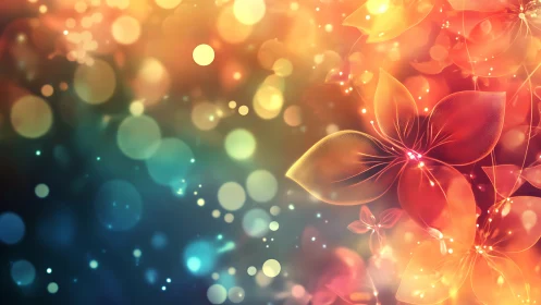 Luminous Botanical Abstraction: Warm Gradient Bokeh with Ethereal Floral Elements.