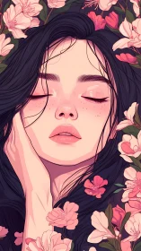 Dreaming in petal hush, a soft-bloomed portrait of quiet.