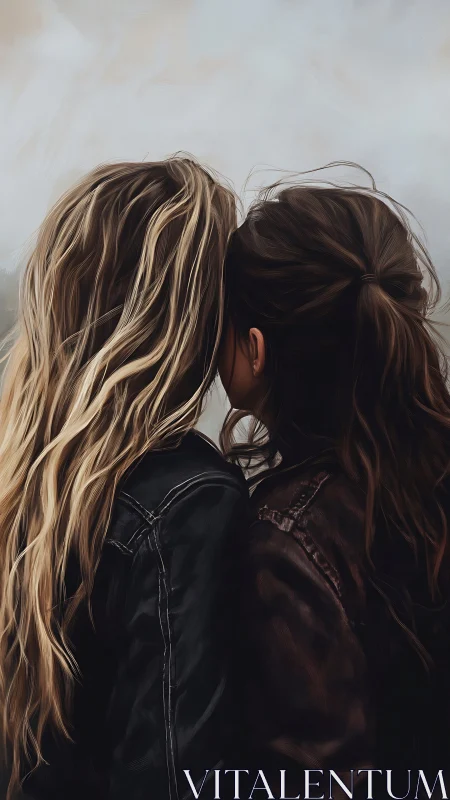 Twin Tresses Meet: A Moment Suspended in Shared Intimacy.