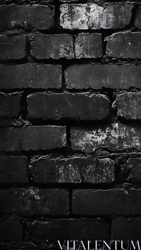 Weathered black brick wall with gritty industrial texture.
