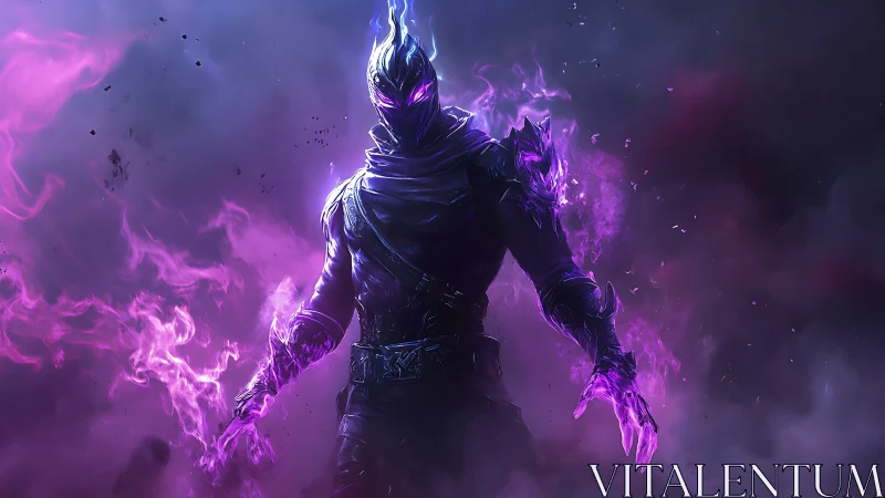 Spectral voidborne warrior in luminous arcane flames.