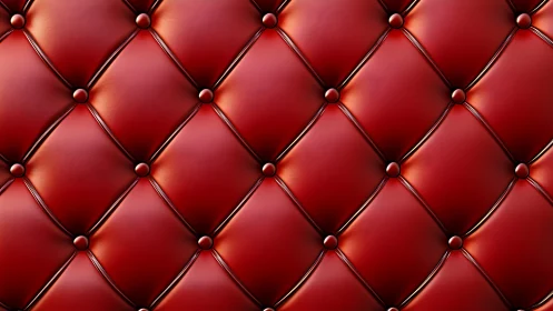High-gloss tufted red leather upholstery with diamond quilting