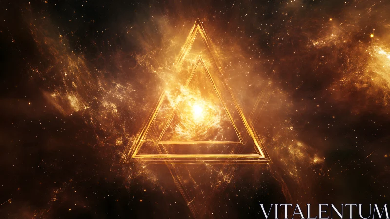 Glowing cosmic triangle radiating warmth in a golden nebula.