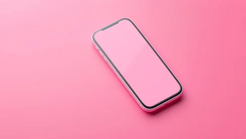 Modern Smartphone Glowing on Soft Pink Background Display