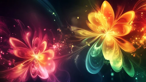 Bifractal luminous flower vortices in chromatic fluid dynamics.