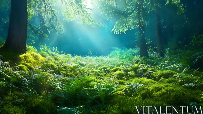 Emerald Cathedral Where Sunlight Sings Through Ancient Boughs