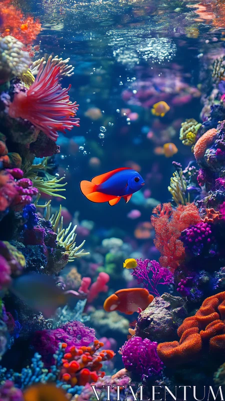 Vibrant reef fish drift through a glowing coral sanctuary