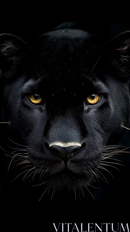 Black Panther Stares Forward with Golden Eyes