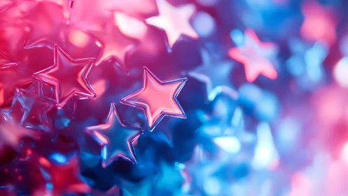 Candy-bright star shapes glowing in dreamy neon light.