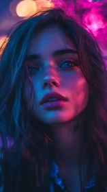 Neon-lit dreamer adrift in electric magenta midnights.