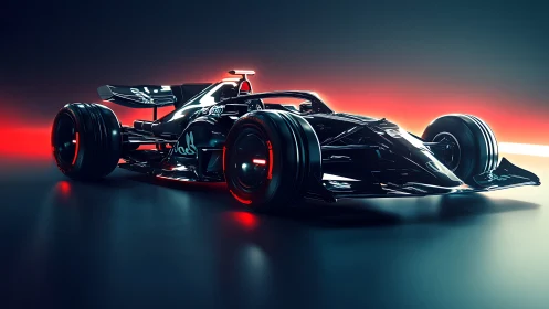 Sleek futuristic race car glowing with bold neon energy.