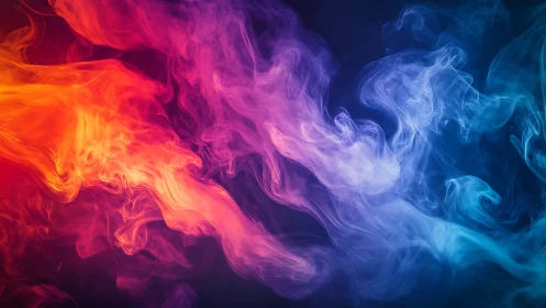 Chromatic smoke currents in mirrored abstract composition.