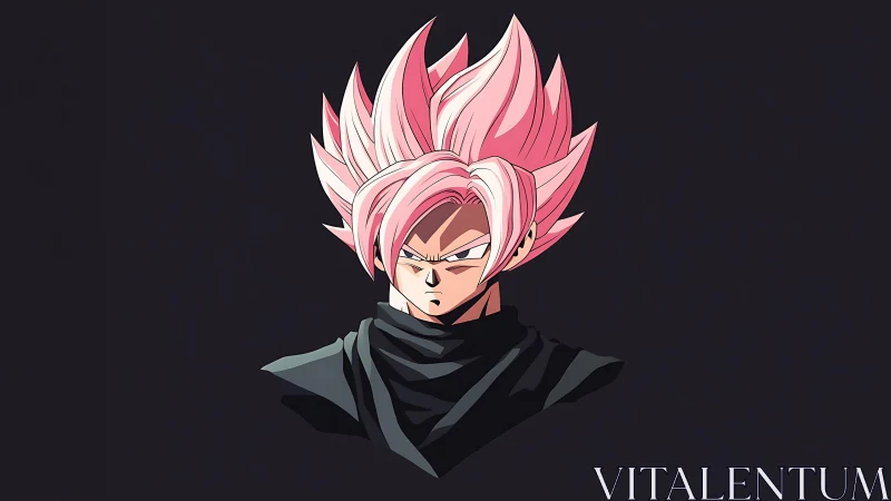 Anime bust portrait with stylized pink spiked hair silhouette.