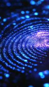 Quantum blue particle vortex with concentric light waves.