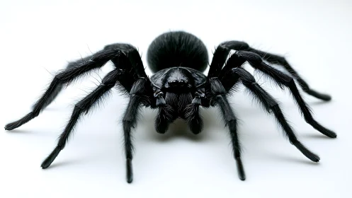 Inky Midnight Tarantula Striding Across Porcelain Silence.