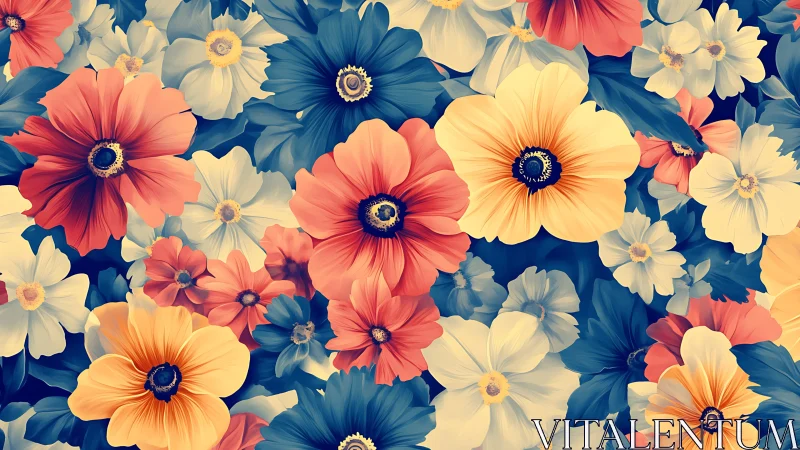 Blooming Cosmos: Vibrant Floral Composition in Gradient Harmony.