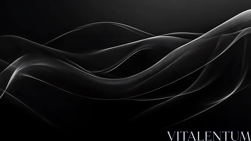 Monochrome spectral waveforms with translucent fluid ribbons.