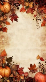 Warm autumn pumpkins frame rustic seasonal greeting space
