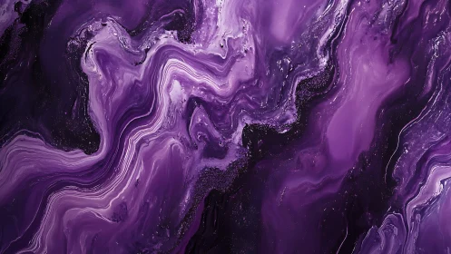 Violet fluid abstract with marbled swirls and depth gradients.