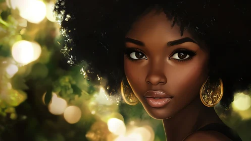 Golden hour gaze amid bokeh-kissed forest glow.