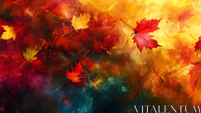 Glowing autumn leaves dancing in a swirl of cozy color.
