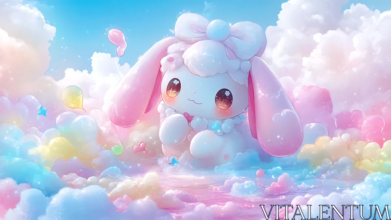Magical Cloud Bunny Floating in a Dreamy Sky