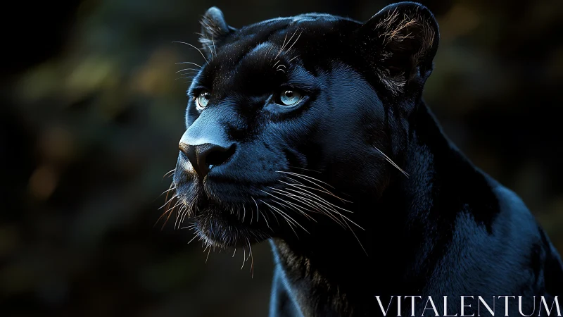 Black Panther Portrait with Luminous Blue Eyes