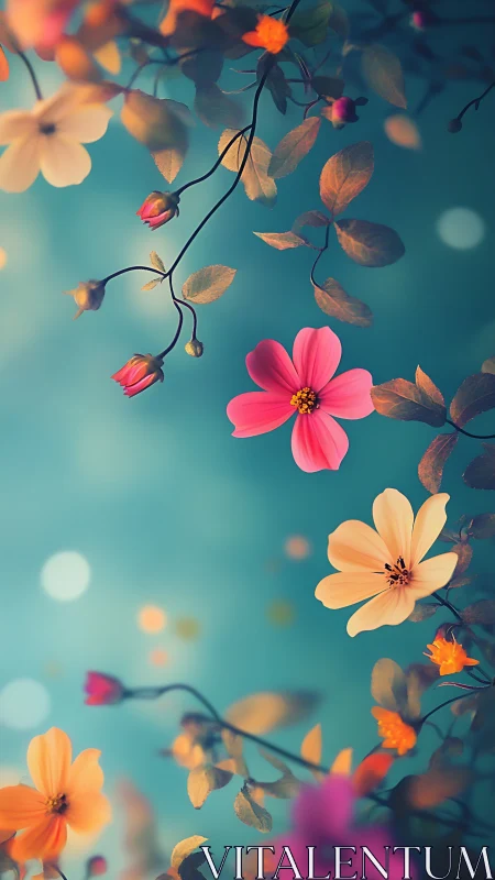 Radiant Blooms Dancing in Turquoise Light.
