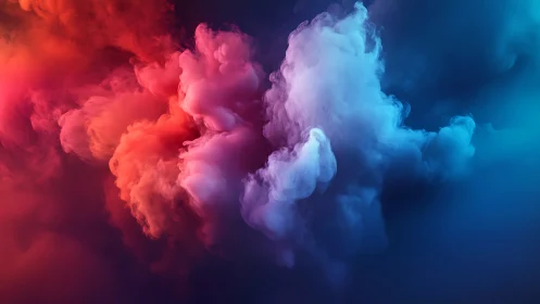 Billowing color clouds drift through a luminous digital void
