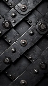 Weathered black metal straps with cozy industrial charm.