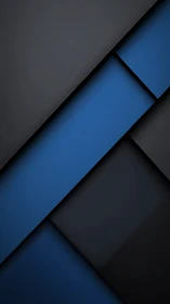 Blue and black layered diagonal panels create minimal depth.