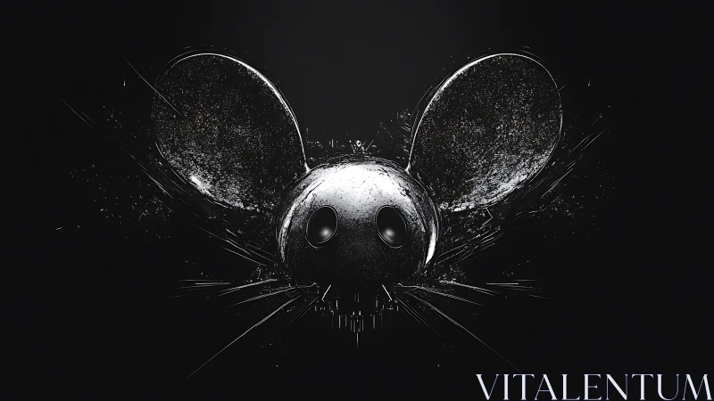 Shimmering mouse-mask emblem glowing in the dark night.