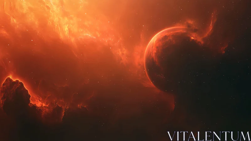 Incandescent exoplanet eclipsed by dense red nebular plasma field