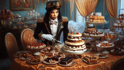 Ornate Pastry Virtuoso Orchestrates Golden Confectionery Theater