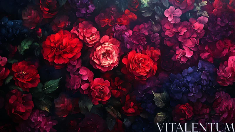 Velvet Nocturne: Where Crimson Roses Whisper Through Shadows.