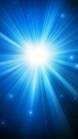 Radiant blue starburst sky glowing with hopeful light.