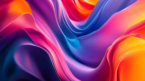 Digital painting of fluid chromatic folds in gradient motion.