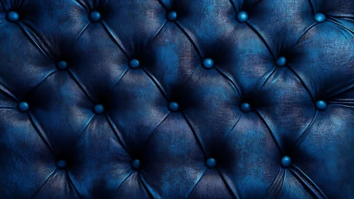 Midnight sapphire tufted leather, glowing with quiet drama.