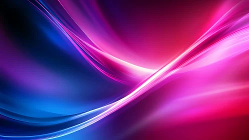 Digital painting of neon waveforms with gradient motion flow.